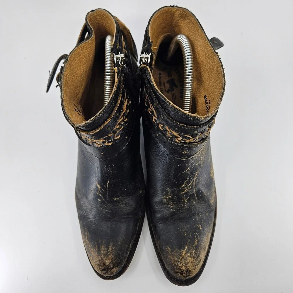 Idyllwind by Miranda Lambert Black Braided‎ Leather Ankle Boot Buckle Fringe